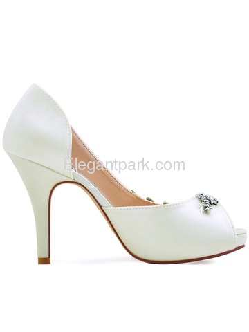 ElegantPark Women Peep Toe Rhinestones High Heel Satin Wedding Bridal Pumps (HP1560IAC)